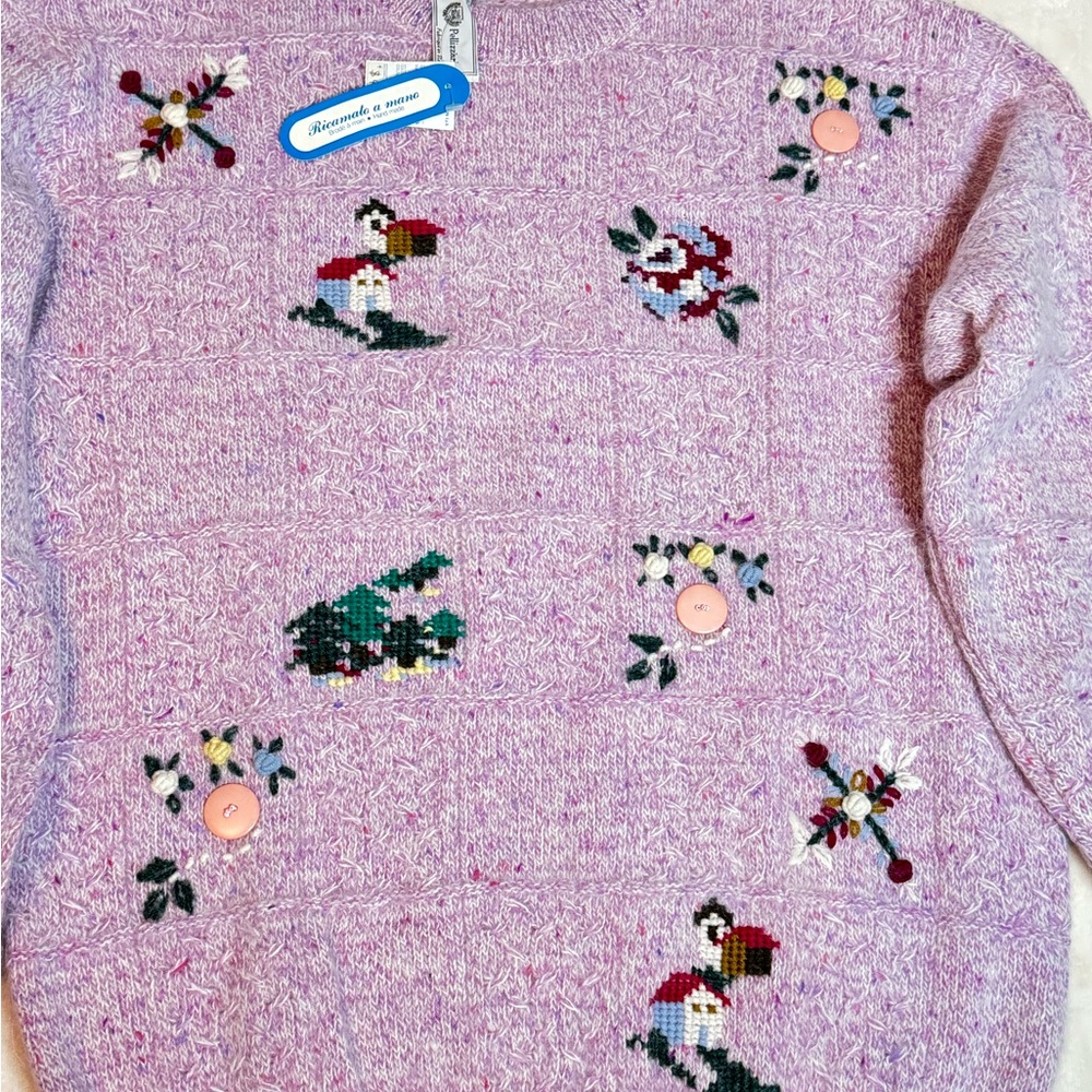 Brand New Angora & Wool Sweater with Embroidery - Picture 3 of 15